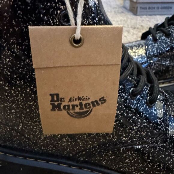 Dr. Martens 1460 Junior Kids Black Glitter Lace Up Boots Size 6 Big Girls - Picture 10 of 15